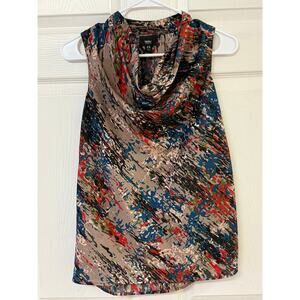 Massimo Multicolor Abstract Print Cowl Neck Sleeveless Top | Size XS